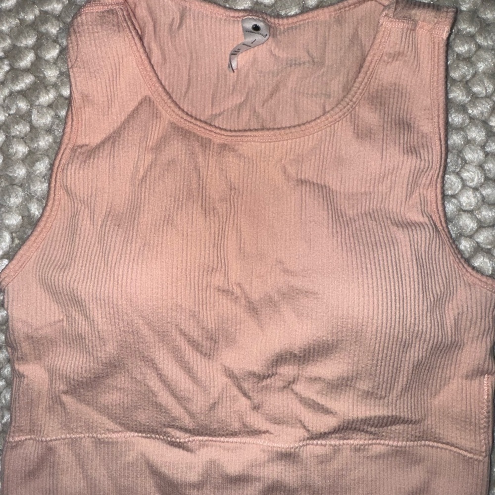Yogalicious Peach Ribbed Sports Bra Tank - Picture 2 of 4